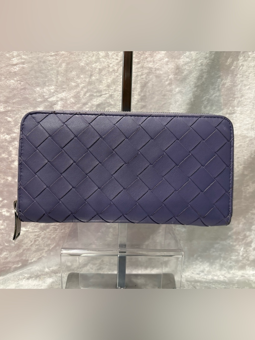 Bottega Veneta Intrecciato Zip Around Long Wallet Lavender Purple COA